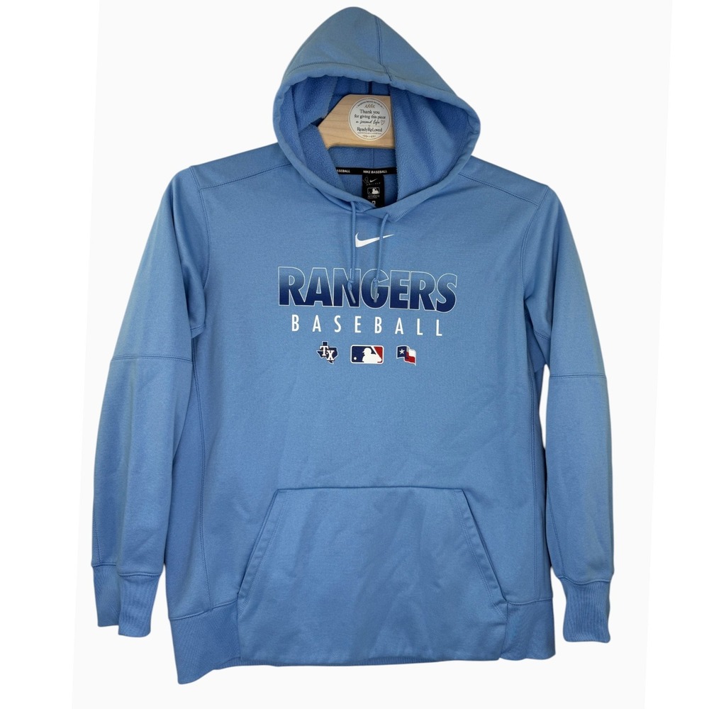 Nike Texas Rangers MLB Dri-FIT Hoodie Mens XL Blue Baseball Pullover Sweatshirt